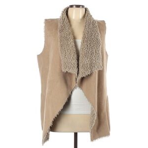 VELVET Faux Fur Suede Vest Oatmeal Teddy internal outerwear large women’s